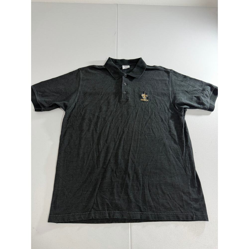 New Orleans Saints Polo Shirt Mens XL Black Embroidered Logo NFL
